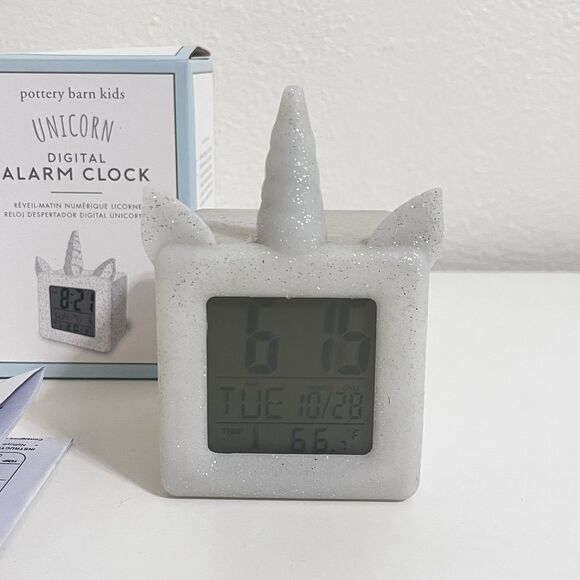 Pottery Barn Kids Glitter Sparkle Unicorn Digital Alarm Clock Color Changing - Picture 2 of 11